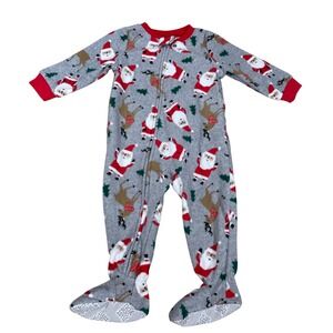 Just One You Carter's 12M Christmas Santa Reindeer Fleece Footed Pajamas